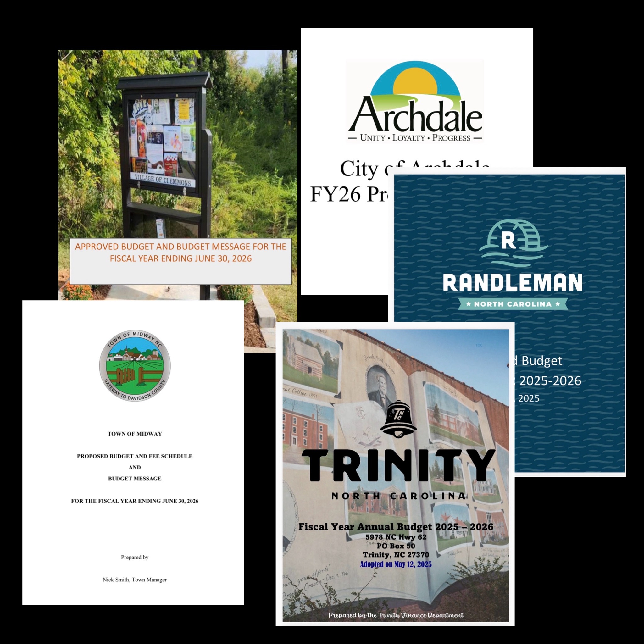 FY27 Budget Talks: Snapshot of Jamestown expenses vs Archdale, Midway, Clemmons, Trinity, Randleman